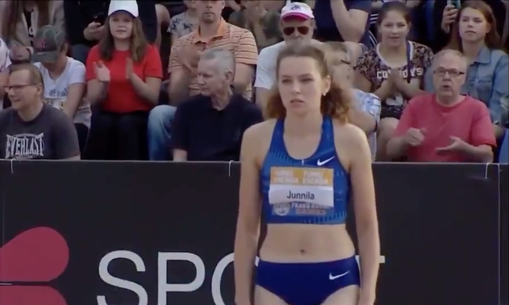 Suomen ennätys rikki - Ellla Junnila loikkasi korkeushypyssä Paavo Nurmi kisoissa Suomen ennätyksen uusiksi upealla loikalla.